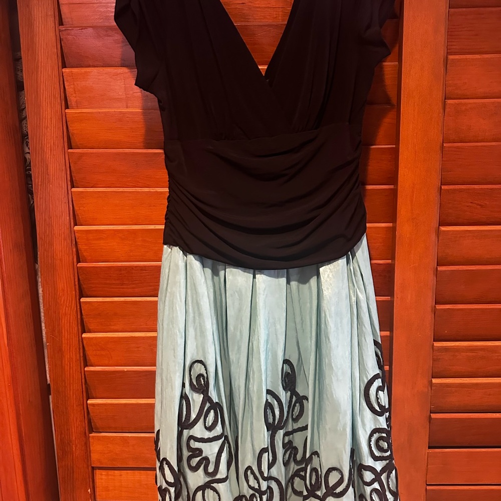 SL Fashions Black Dress with Embroidered Accents